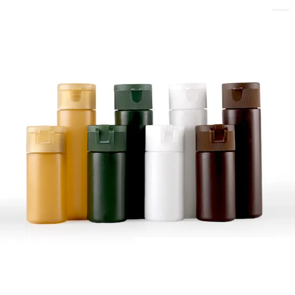 Bouteilles de rangement 50pcs 30 ml 50 ml de soins de la peau blanc vide Plastique avec malice à capuchon en verrou vert ambre cosmétique de lotion PE Container