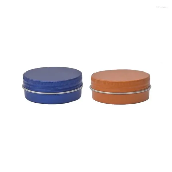 Bouteilles de rangement 50pcs 30 ml Conteaux de crème en aluminium Élégant Blue Orange Tin Metal Pots Vide Round Cosmetic Rechargeable Boîtes d'emballage rechargeables