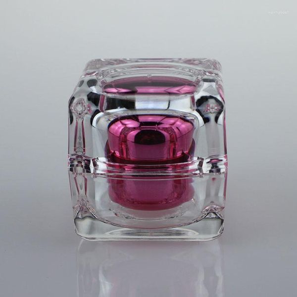 Botellas de almacenamiento 50pcs 30ml Pink Crystal Square Acrylic Jar Cosmético en línea 30g Plástico vacío