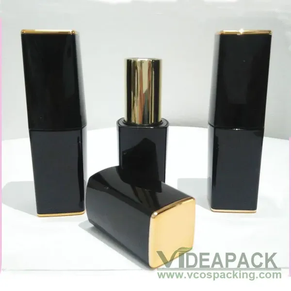 Botellas de almacenamiento 50pcs 4g Tubo de lápiz labial negro / Square Magnetic Tap Tap Tap Tals Beauty Container