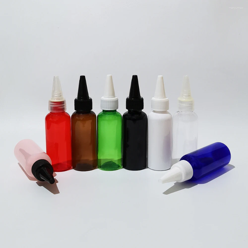Storage Bottles 50pcs 50ml Empty Plastic With Pointed Mouth Caps Liquid Jam Bottle Containers Travel Shampoo Shower Gel