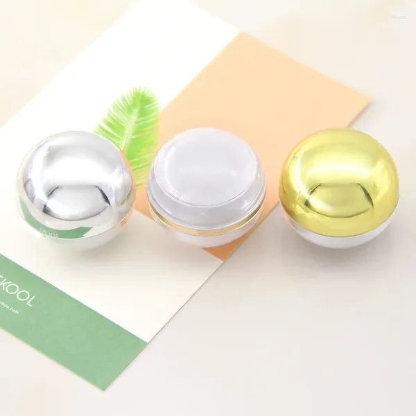 Botellas de almacenamiento 50pcs 5G Mini Mini Spherical Spherical Silver Cosmetic Face Cream Gold Jar contenedor para cosméticos Embalaje Pots de cuidado de la piel Tin