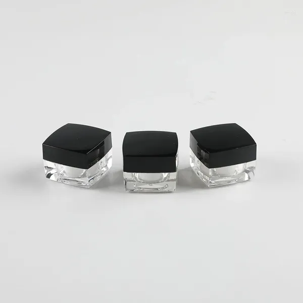 Botellas de almacenamiento 50 unids 5 g Vacío Cuadrado Mini Plástico Display Pot Clear Cosmético Crema Tarro Contenedor Muestra Embalaje de viaje