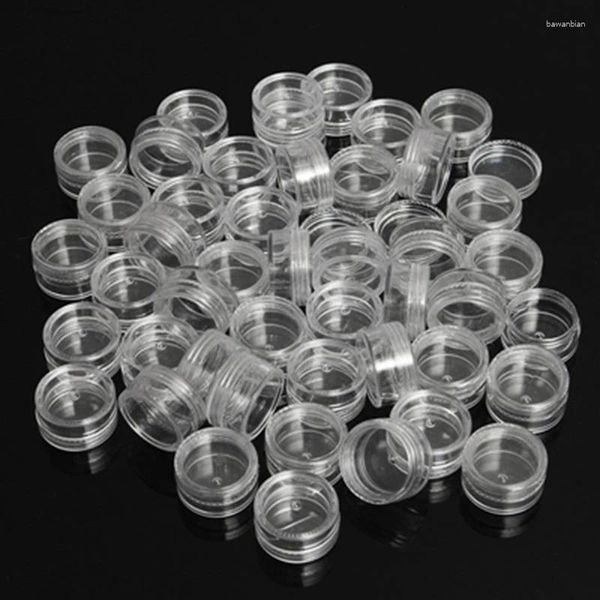 Bouteilles de stockage 50pcs 5ml crème cosmétique transparente pot vide fard à paupières cas visage rechargeable conteneur de paillettes pots de poudre d'ombre à paupières