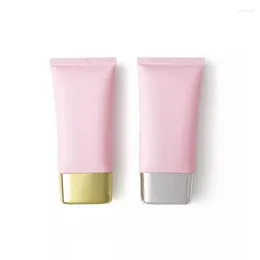 Bouteilles de stockage 50pcs 80g Tube de compression cosmétique couvercle à vis soins de la peau crème solaire nettoyant pour le visage crème gel rose plat en plastique bouteille vide 80ml