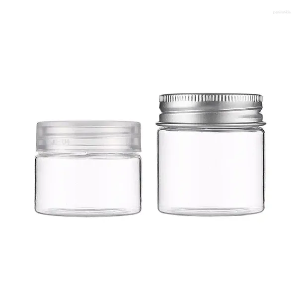 Bouteilles de rangement 50pcs pot crème Pot en plastique transparent vide avec couvercle en aluminium 20g 30g Masque oculaire d'emballage