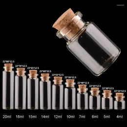 Bouteilles de rangement 50pcs de diamètre 22 mm flacon en verre bouchon bouteille vide vide avec flacons de bouchon de liège en bois diy souhaitant mini
