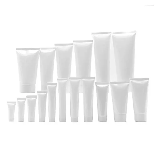 Botellas de almacenamiento 50 Uds Emply botella de vial de tubo suave cosmético de plástico blanco con tapón de rosca crema de loción contenedor de muestra de viaje de 3 a 300ml