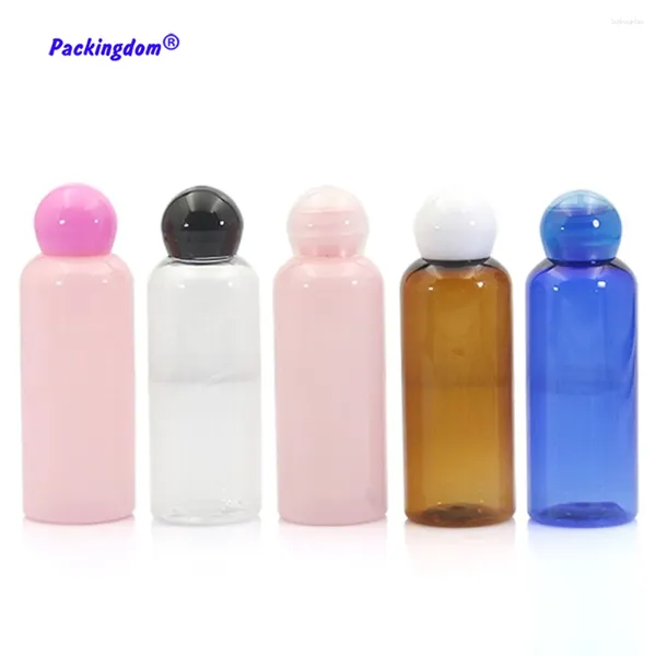 Botellas de almacenamiento 50 unids Tubo de embalaje vacío Botella de loción cosmética transparente Tapa de bola de color Contenedor de emulsión de crema recargable con tapas internas