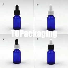 Bouteilles de rangement 50pcs / lot-10 ml bouteille de compte-gouttes en verre bleu sérum petit récipient cosmétique vide avec huile essentielle