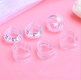 Bouteilles de rangement 50pcs / lot vide en plastique clair coeur en plastique de forme diamant de diamant Crème Pot Boîtes de bottes de maquillage transparent