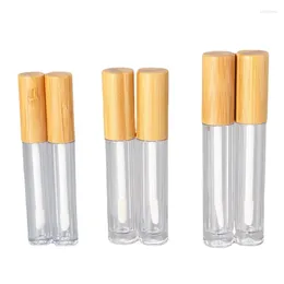 Bouteilles de rangement 50pcs / lot Emballage cosmétique en gros Eco Friendly Small Round vide 5 ml de bambou à lèvres