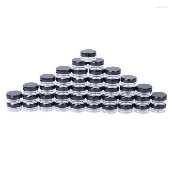 Bouteilles de rangement 50pcs maquillage jar échantillon de cosmétique vide récipient en plastique couvercle rond petite goutte de bouteille