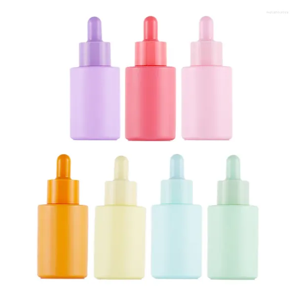 Bouteilles de rangement 50pcs Orange bleu rose vert vert rougepre 30 ml de luxe rond à huile essentielle en verre sérique complémentaire pour emballage cosmétique