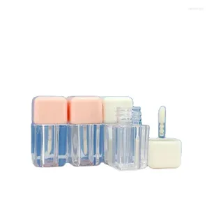 Bouteilles de stockage 50pcs Tube transparent en plastique 4ML Conteneur cosmétique Emballage Couvercle rose Blanc Forme carrée Lipgloss Vide Portable