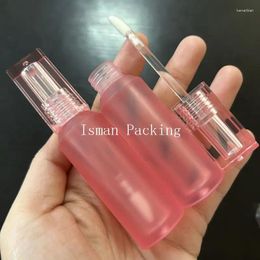 Botellas de almacenamiento 50 piezas redondas rosa esbelto helado con lápiz labial cosmético tubos de brillo de labios cuadrado
