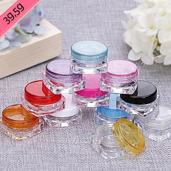 Bouteilles de rangement 50x5g en plastique vide carré cosmétique pot crème jar coloré pots cosmétiques 5 ml en gros