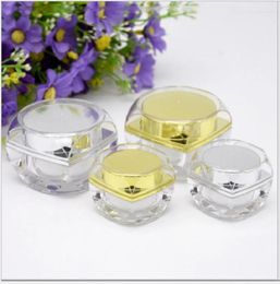 Opslagflessen 5G 10G Octagon Gold Silver Acryl Jar Sample Test Oog Essence Cream gel Moisturizer Art Nail Skin Care Cosmetic Packing