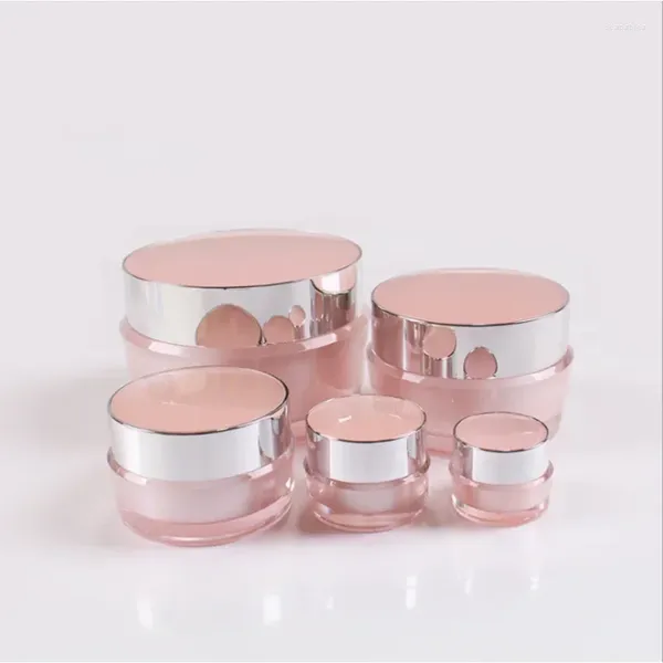 Bouteilles de rangement 5g / 15g pour visage d'œil vide Jar Jar Body Lotion Package Bouteille Travel en acrylique Rose Récipient Cosmetic Makeup Emulsion