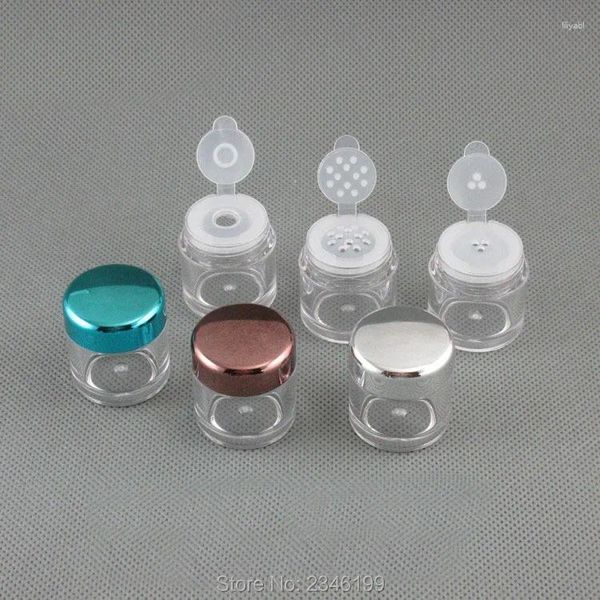 Botellas de almacenamiento 5G50pcs / lote Vacío Plástico Cosmético Polvo Suelto Tarro con Enchufe DIY Mini Portátil Nail Art Glitters Decoraciones Recargables