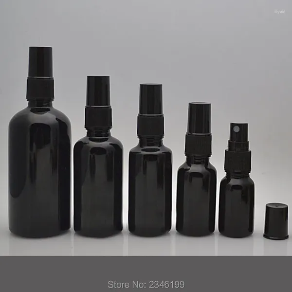 Botellas de almacenamiento 5 ml 10ml 15ml 30ml 50ml 100ml Elegante negro de spray vacío Botella de vidrio de bricolaje Cosmético reabastecible
