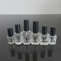 Bouteilles de rangement 5 ml 10 ml 15 ml Bouteille de vernis à ongles vide avec brosse à l'intérieur du récipient clair en forme carrée rechargeable F168