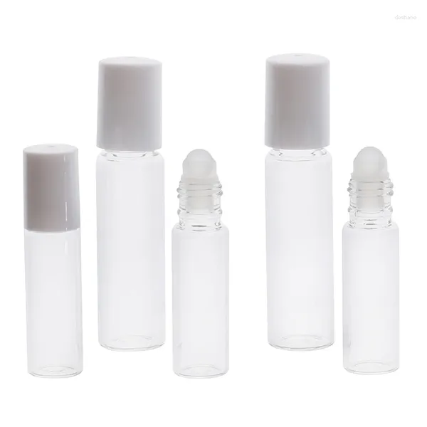 Bouteilles de stockage 5ml / 10ml Rouleau de verre Vide Bouteille transparente avec rouleau sur boule Cosmétique Huile Essentielle Flacon Transparent