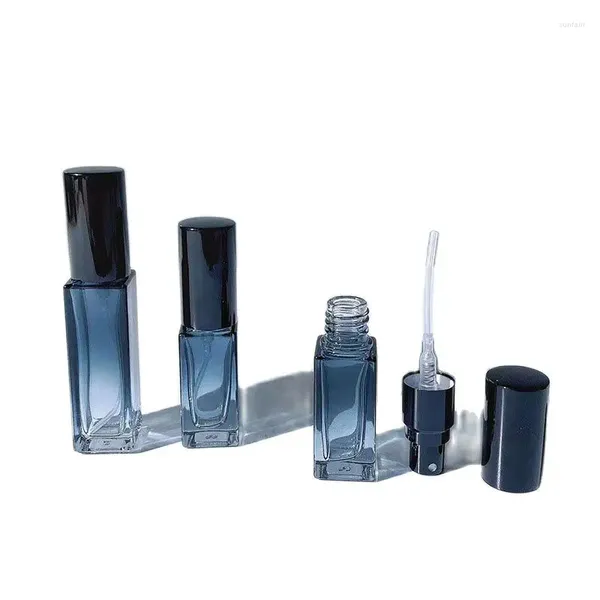 Botellas de almacenamiento 5 ml 10 ml Botella de perfume azul degradado Vidrio vacío Perfume Atomizador Viaje Cosmético Recargable Aerosol Muestra Viales 20 unids