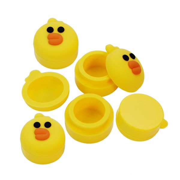 Bouteilles de Stockage 5ml 10pcs Bocaux de Style Canard Jaune Bocal en Silicone Antiadhésif Résistant à la Chaleur pour Pipes à Fumer Contenants de Pâte à Cig Réutilisable Durable