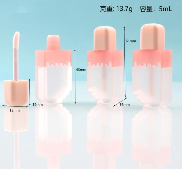 Botellas de almacenamiento 5 ml DIY Tubo de brillo de labios Esmalte casero Botella recargable Plástico vacío Líquido Lápiz labial Viales Maquillaje Corrector Aplicador