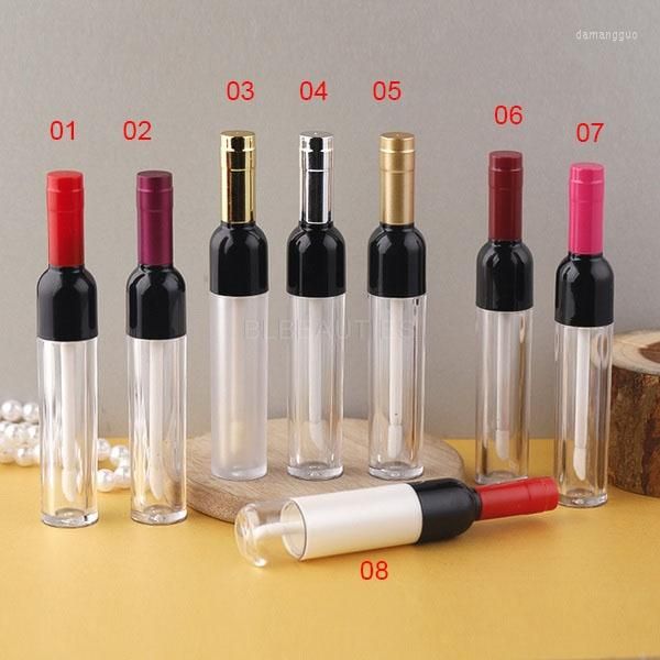Bouteilles de stockage 5ml Contenants de brillant à lèvres vides en forme de vin Tube de rouge à lèvres Bouteille argent / or / rouge / rose Conteneur de brillant à lèvres cosmétique