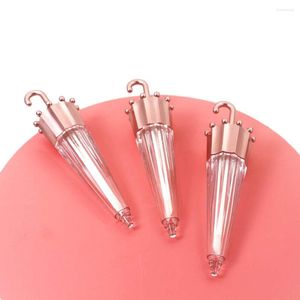 Opslagflessen 5 ml nieuwigheid paraplu transparante plastic lipgloss lege buis cosmetische lipgloss verpakkingscontainer met stop