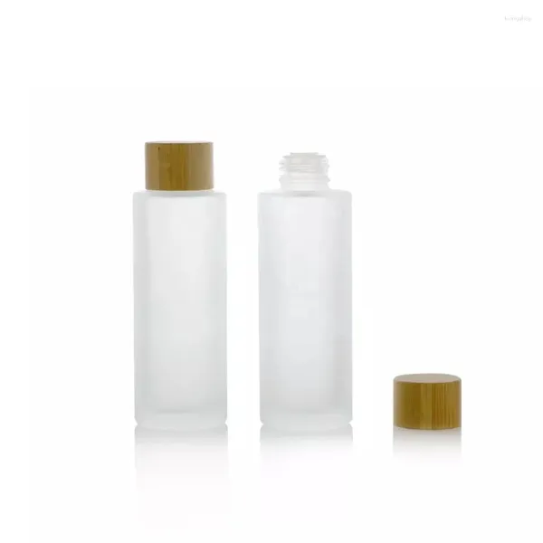 Bouteilles de rangement 5pcs 100/120 / 150 ml de lotion en verre vide Cosmétique avec bambou couvercle de maquillage de maquillage