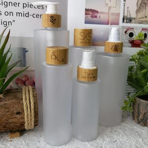 Botellas de almacenamiento 5pcs 100ml 4 oz 200ml 8 300 ml de plástico de plástico gel de gel botella de spray con tapas de tóner de tóner de tóner de bambú