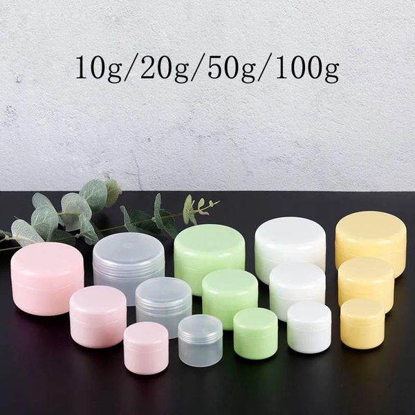 Bouteilles de rangement 5pcs 10g / 30g / 50g / 100g de voyage en plastique pots cosmétiques de maquillage contenant une bouteille de flacon de flacon de flacon d'échantillon de nail