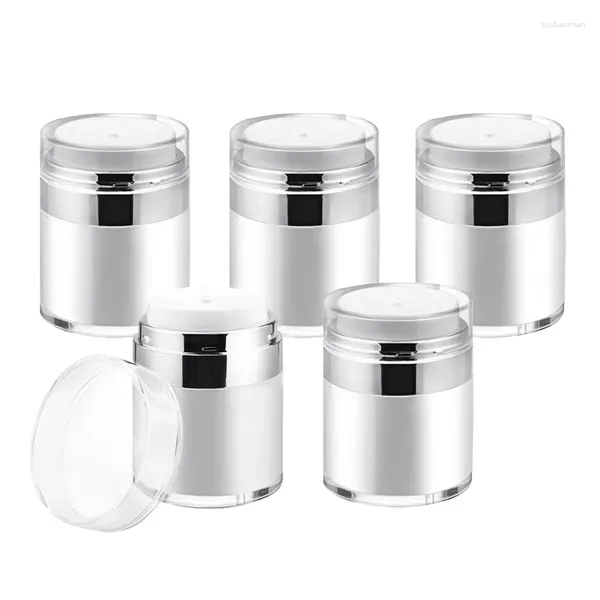 Bouteilles de rangement 5pcs 15/30/50 / 100 ml de fuite claire Proof sans air cosmétique vide rechargeable Jar de pompe acrylique pour le visage à l'huile de cheveux Lotion