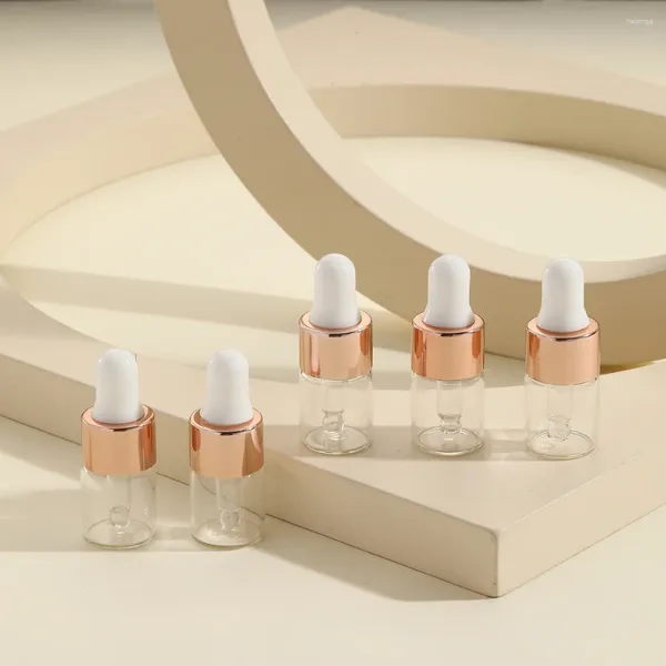 Botellas de almacenamiento 5pcs 1ml 2ml 3ml 5ml Clear Dropper Glass Lindo aceite esencial con ojo para perfume