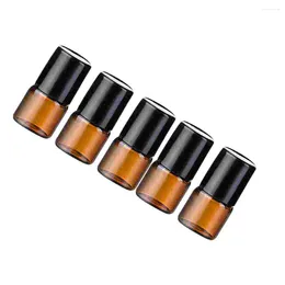 Bouteilles de stockage 5pcs 1ml Portable Roll-Ball Parfum Huile Essentielle Verre de distribution pour voyage de voyage avec couvercles noirs