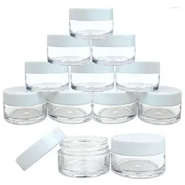 Opslagflessen 5 stks 2G/3G/5G/10G/15G/20G Plastic Clear Cosmetic Jars Container Wit Lid Lidion flesfles Flacons Face Cream Sample Pots Gel
