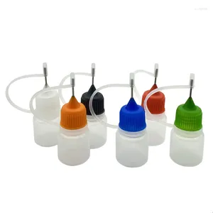 Opslagflessen 5 stks 3 ml plastic druppelaar fles met metalen naalddop voor vloeibare container lege vail