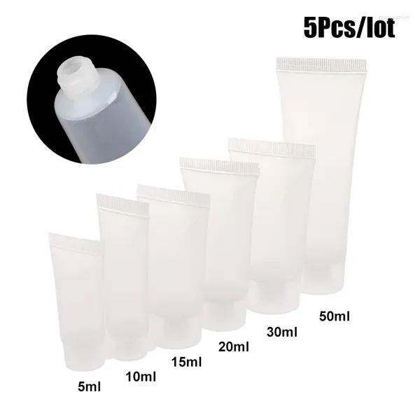 Bouteilles de rangement 5pcs 5/10/15 / 20ml à lèvres à lèvres vide Lèvre molle douce maquillage complexe en plastique transparent récipient Refillable