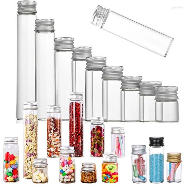 Botellas de almacenamiento 5pcs 5 ml-100ml mini tapa de aluminio de vidrio tubo de ensayo artes de bricolaje para té contenedores de decoración de bodas