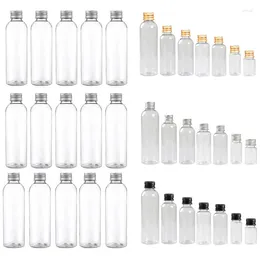 Bouteilles de stockage 5 pièces 5 ml-500 ml Mini bouteille en plastique pour animaux de compagnie avec bouchons à vis en aluminium flacons d'échantillon portables récipient cosmétique de voyage pour lotion