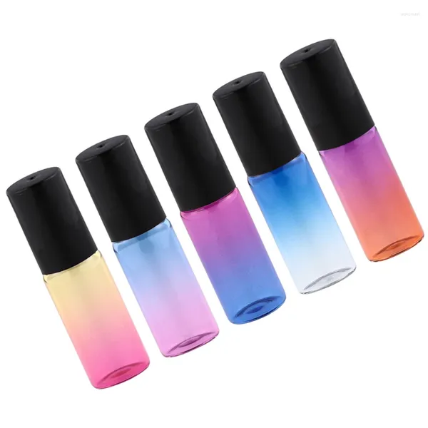 Bouteilles de rangement 5pcs 5 ml Roll-on Gradient Color Rouleau Portable Balles de verre refaitsables pour