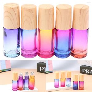 Opslag Flessen 5PCS 5ml Dikke Glazen Roll Op Gradiëntkleur Lege Fles Hervulbare Rollerball Voor Essentiële olie Parfum