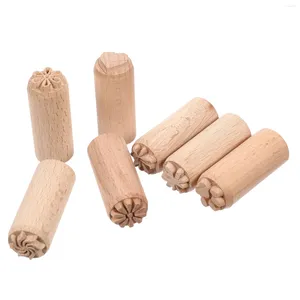 Bouteilles de stockage 5 pièces/7 pièces, outils de poterie en bois sculpté à la main, timbres naturels pour bricolage, blocs d'impression d'argile, outil