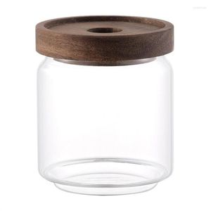 Opslagflessen 5 stks acacia houten kaarsen lege potten snack kan houten deksels container voor het maken van koffieboon thee glas afgesloten pot