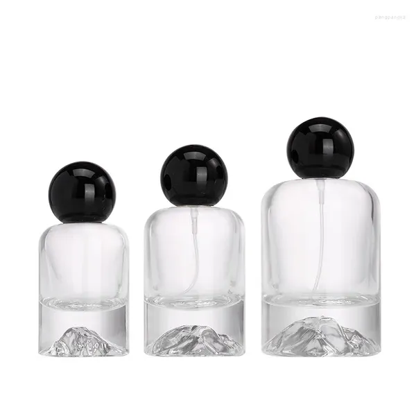 Bouteilles de stockage 5pcs Atomiseur Bouteille de parfum Pompe à sertir Couvercle à bille noire Vide Fond épais Verre clair Vaporisateur rond 30 ml 50 ml 100 ml