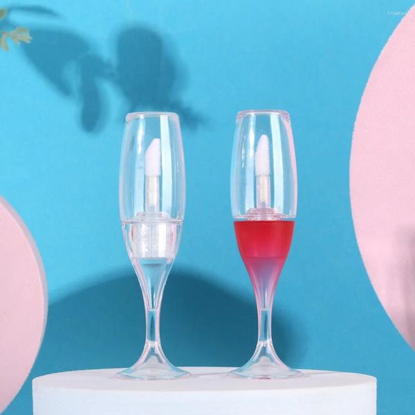 Botellas de almacenamiento 5pcs creative mini vino de vaso en forma de vino vacío tubo de brillo de labio recipiente recipiente de glaseado vials de color blanco rosa blanco