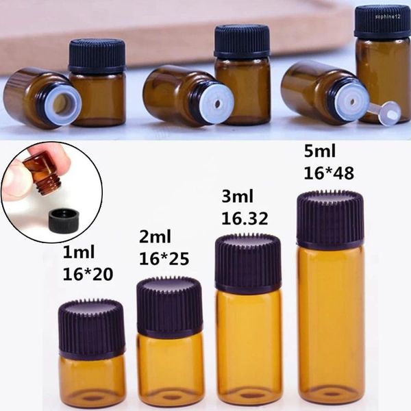 Botellas de almacenamiento 5 unids Botella de muestra de vidrio Perfume Aceite esencial 1/2/3/5 ml Mini contenedor recargable